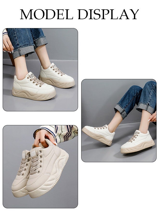 DUNISO أحذية رياضية نسائية ذات نعل سميك منخفضة للمشي للسيدات أحذية مريحة برباط كاجوال أنيقة للأماكن المغلقة والسفر والعمل - Image 5