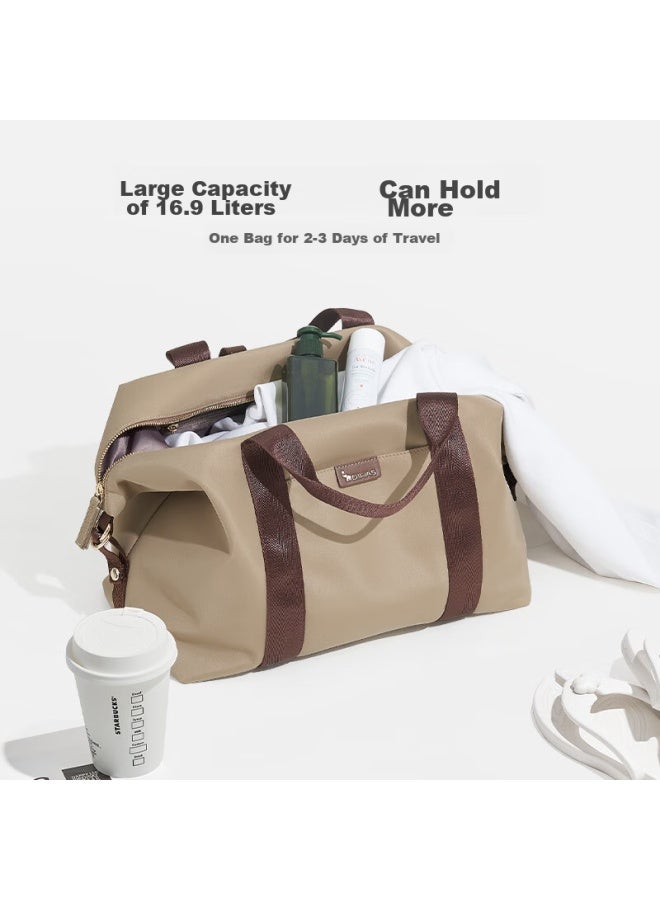 أولواز Aihua Pure Travel Bag، حقيبة سفر نسائية كبيرة السعة، حقيبة يد، حقيبة صدر، حقيبة رياضية، حقيبة سفر عمل، لون حليب القهوة - Image 1