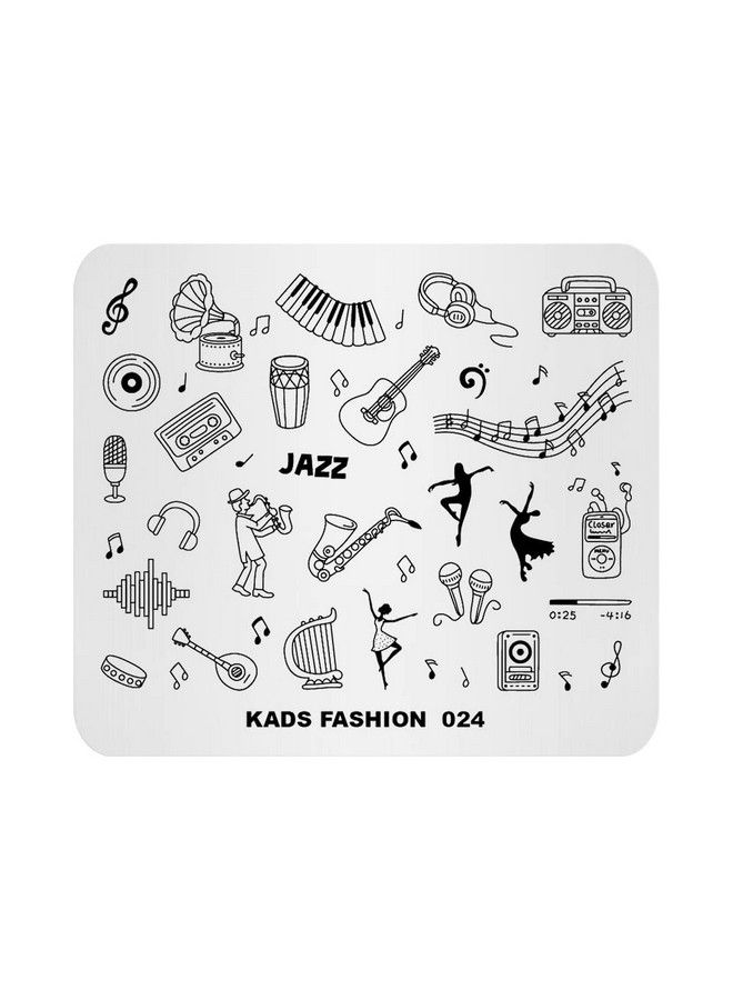 KADS Nail Art Image Stamping Plates Guitar Pattern Music Fashion Image Plates Diy Manicure Template(Fa024) - Image 1