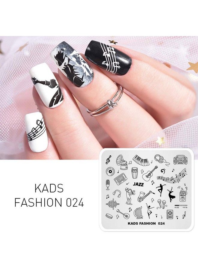 KADS Nail Art Image Stamping Plates Guitar Pattern Music Fashion Image Plates Diy Manicure Template(Fa024) - Image 4