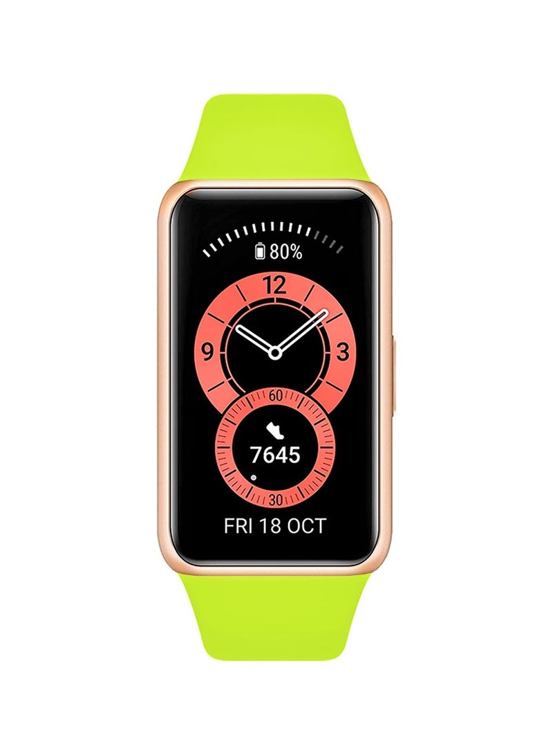 CATANES Huawei Band 6 / Honor Band 6 Fitness Tracker Replacement Silicone Band Adjustable Waterproof Smart Watch Strap with Buckle Neon Green  - Image 4