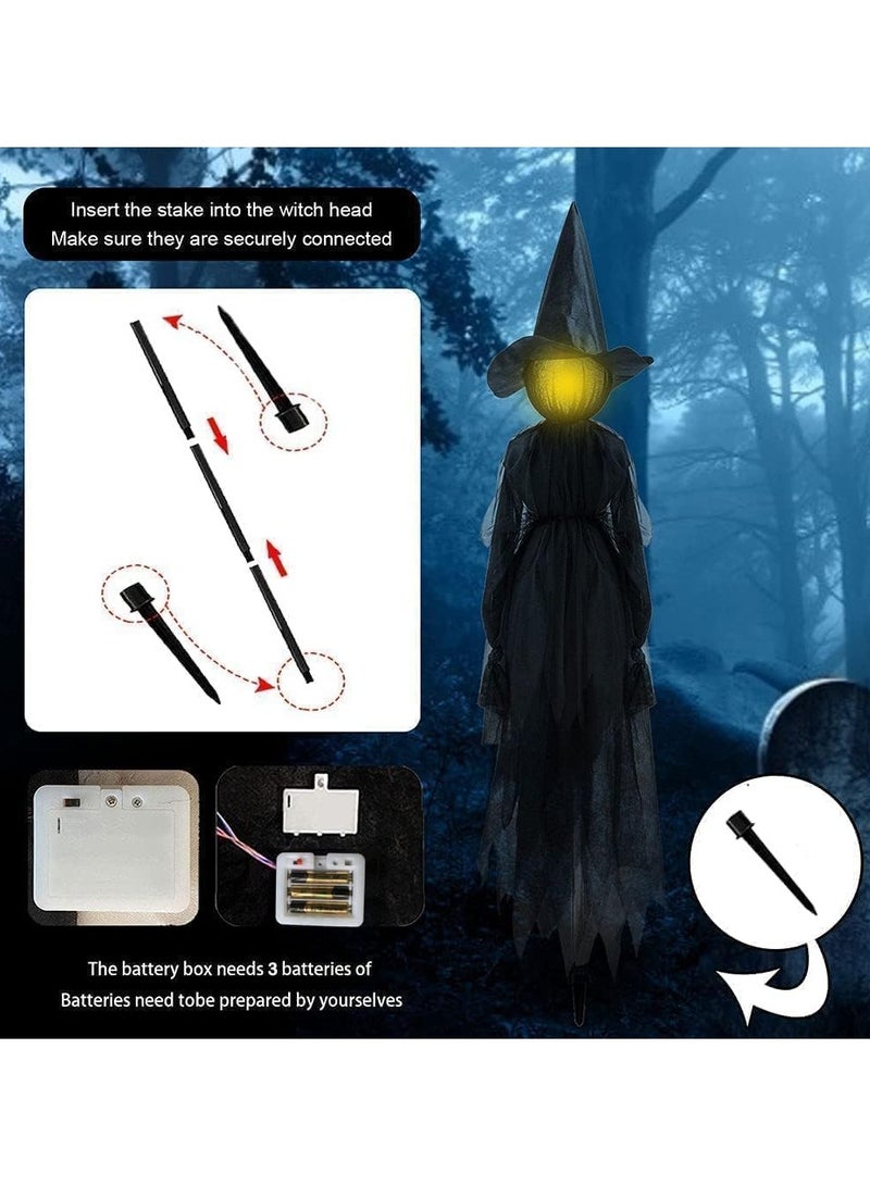 جورونب ديكورات العطلات الخارجية، أضواء صراخ بالحجم الطبيعي للساحرات مع أوتاد، ساحرات ممسكين بأيديهن في الهواء الطلق للحديقة المنزلية أو الحديقة أو الحفلة (قطعة واحدة) - Image 5