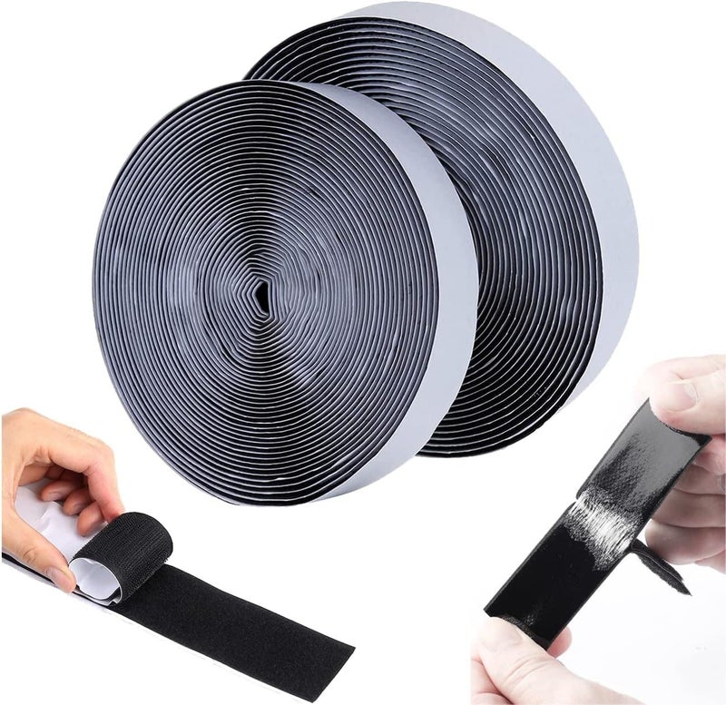 Home Buy HOME BUY Self Adhesive Hook and Loop Tape | Velcro Tapes |Mosquito net Tape Mounting Tape for Office use,Photo Frames, Multipurpose Use (1 Inch Width) (Black Colour) ((2M Hook + 2M Loop))  - Image 1