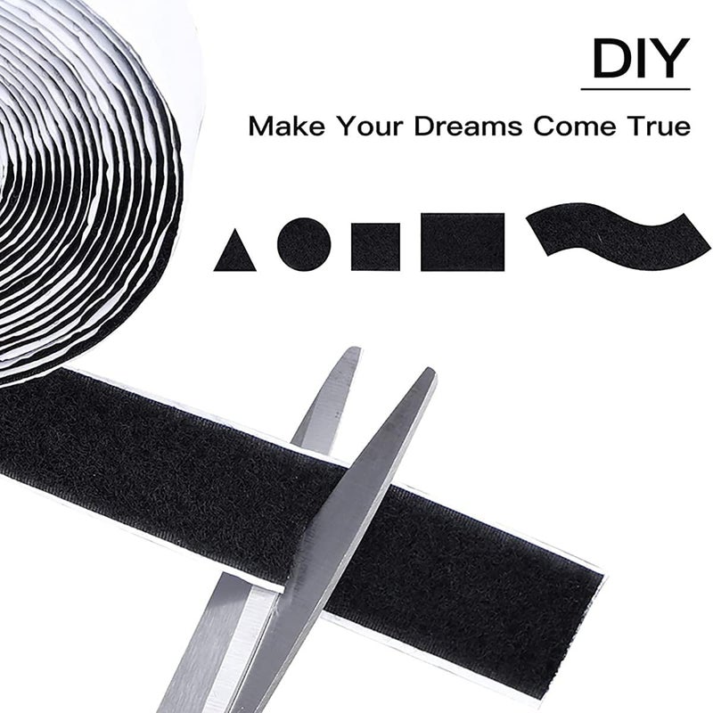 Home Buy HOME BUY Self Adhesive Hook and Loop Tape | Velcro Tapes |Mosquito net Tape Mounting Tape for Office use,Photo Frames, Multipurpose Use (1 Inch Width) (Black Colour) ((2M Hook + 2M Loop))  - Image 4