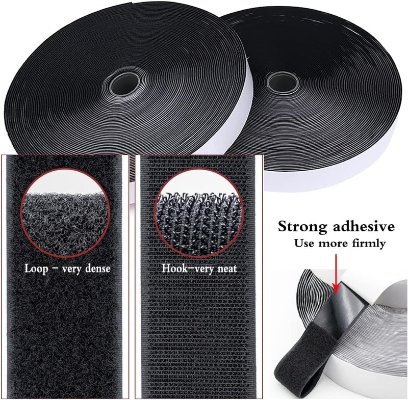 Home Buy HOME BUY Self Adhesive Hook and Loop Tape | Velcro Tapes |Mosquito net Tape Mounting Tape for Office use,Photo Frames, Multipurpose Use (1 Inch Width) (Black Colour) ((2M Hook + 2M Loop))  - Image 2