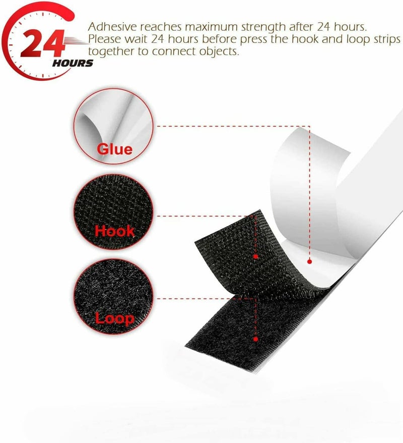 Home Buy HOME BUY Self Adhesive Hook and Loop Tape | Velcro Tapes |Mosquito net Tape Mounting Tape for Office use,Photo Frames, Multipurpose Use (1 Inch Width) (Black Colour) ((2M Hook + 2M Loop))  - Image 3