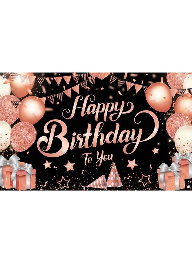 KATCHON Xtralarge Rose Gold Happy Birthday Banner 72X44 Inch Happy Birthday Decorations For Women Happy Birthday Backdrop For Girls Rose Gold Birthday Decorations Birthday Banner For Women - Image 1