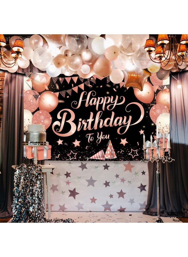 KATCHON Xtralarge Rose Gold Happy Birthday Banner 72X44 Inch Happy Birthday Decorations For Women Happy Birthday Backdrop For Girls Rose Gold Birthday Decorations Birthday Banner For Women - Image 2