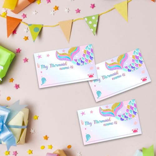 ALodr What is Your Mermaid Name Game - Sign & 30 Cards, Mermaid Birthday Party Sign for Girls, Wedding, Anniversary, Holiday Activity - Image 5