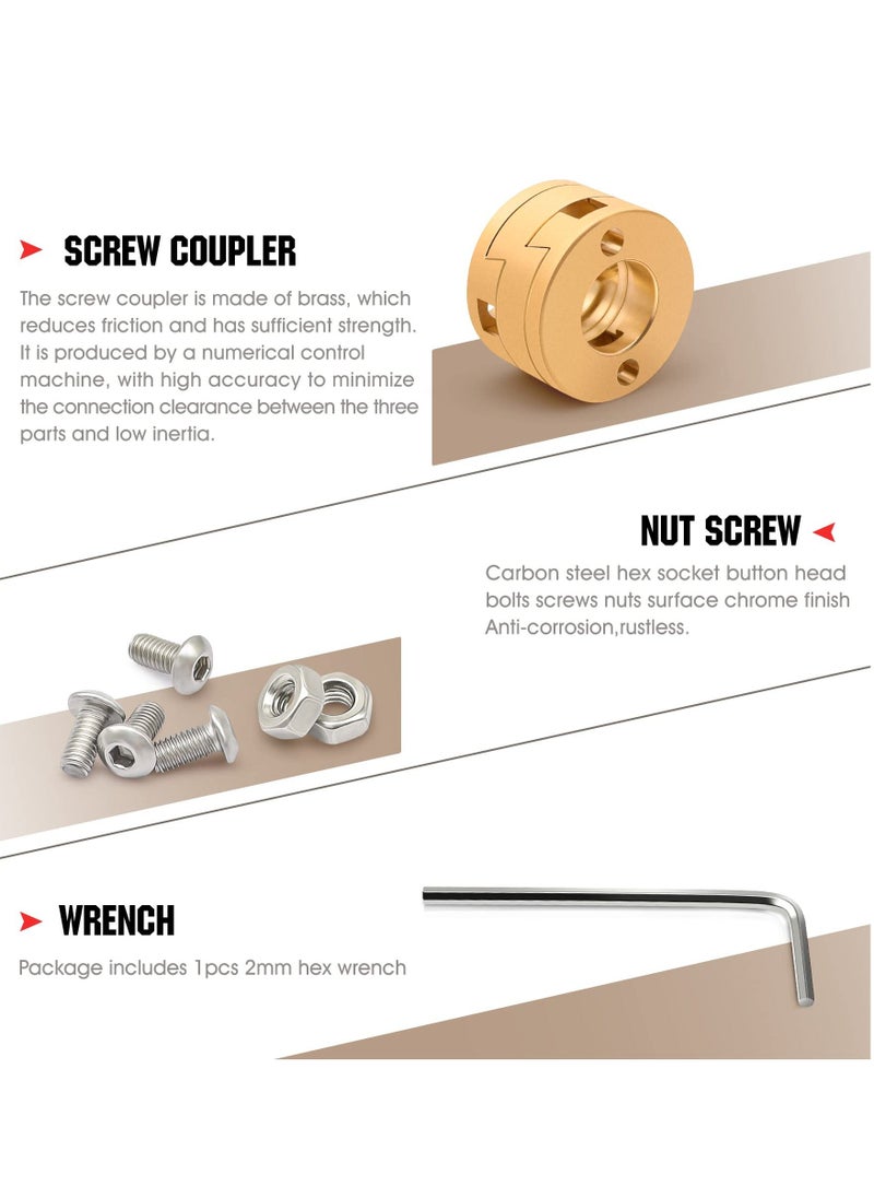 Generic Brass Z Axis Coupler, Upgrade Oldham Coupling Couplers Compatible with VzBot, for Creality Ender 3 Pro V2 CR-10 CR-10S Pro 3D Printer Accessory T8 Lead Screw Hotbed(Pack of 2)  - Image 2