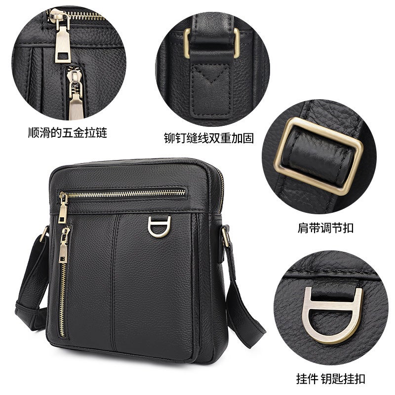 Casual Leather Messenger Bag Men'S Factory First Layer Cowhide Men'S Bag 11 Inch Ipad Shoulder Bag - Image 4