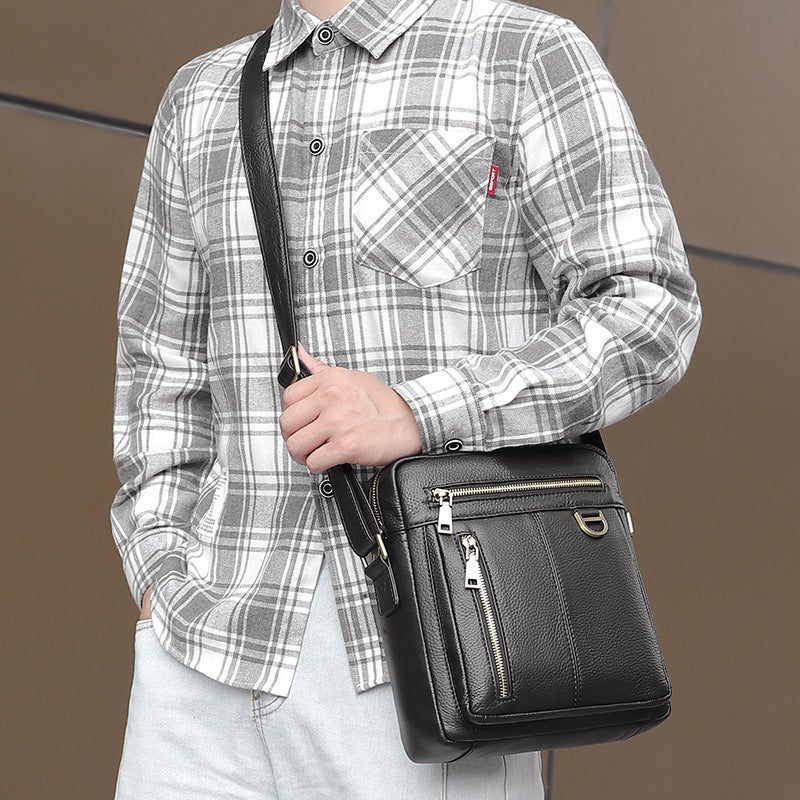 Casual Leather Messenger Bag Men'S Factory First Layer Cowhide Men'S Bag 11 Inch Ipad Shoulder Bag - Image 3