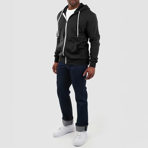 Ohoo Men's Zip Up Hoodie Lightweight Slim Fit Sweatshirt Full Zip Hooded Jacket / DCF002-CHARCOAL-XL - Image 4