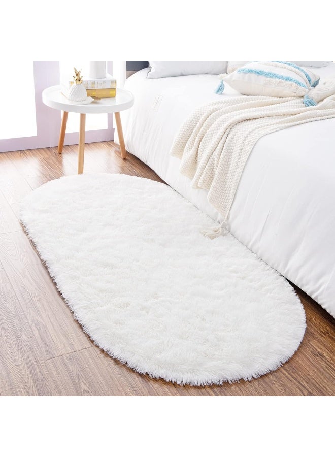Noahas Ultra Soft Fluffy Bedroom Rugs 2.6' X 5.3', Cream White Rugs for Bedroom, Cute Rugs for Dorm Room, Kids Room Carpet, Modern Shaggy Area Rugs Home Decor - Image 1