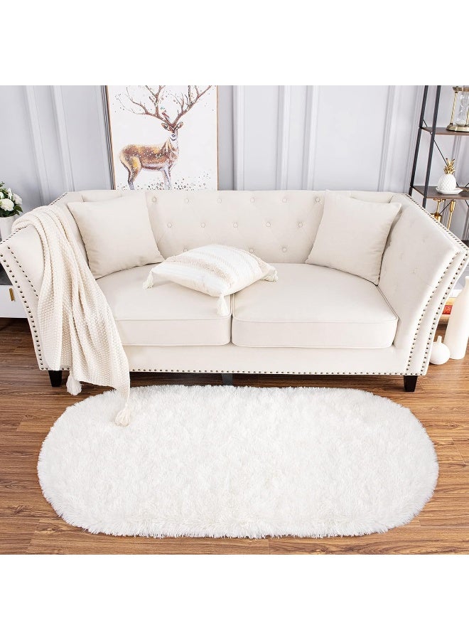 Noahas Ultra Soft Fluffy Bedroom Rugs 2.6' X 5.3', Cream White Rugs for Bedroom, Cute Rugs for Dorm Room, Kids Room Carpet, Modern Shaggy Area Rugs Home Decor - Image 2
