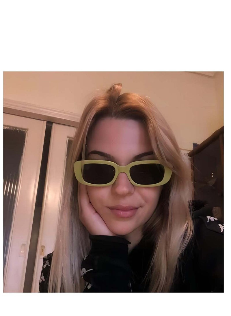 SYOSI Retro Rectangle Sunglasses Women and Men Vintage Small Square Sun Glasses Protection Glasse, Protection Glasse, Vintage Driving Glasses 90s Fashion Narrow Square Frame - Image 3