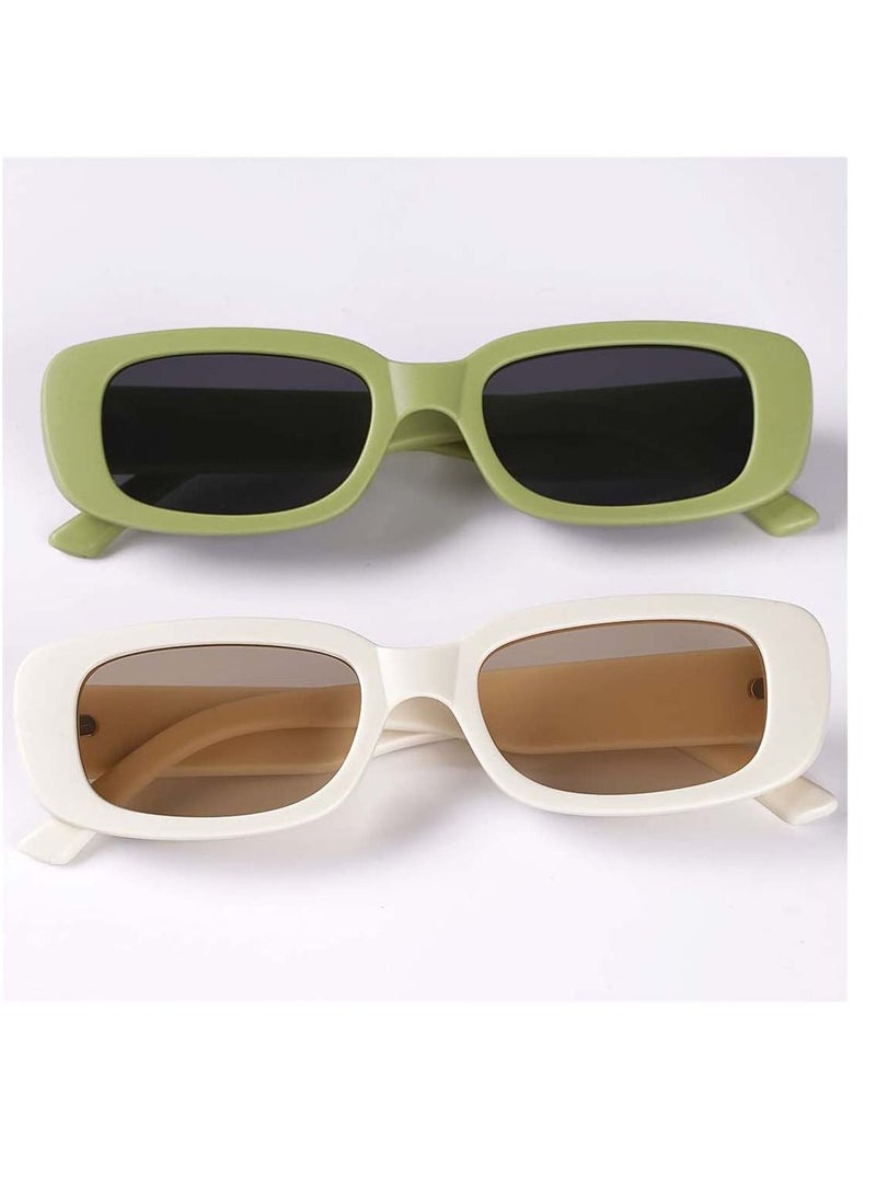 SYOSI Retro Rectangle Sunglasses Women and Men Vintage Small Square Sun Glasses Protection Glasse, Protection Glasse, Vintage Driving Glasses 90s Fashion Narrow Square Frame - Image 4