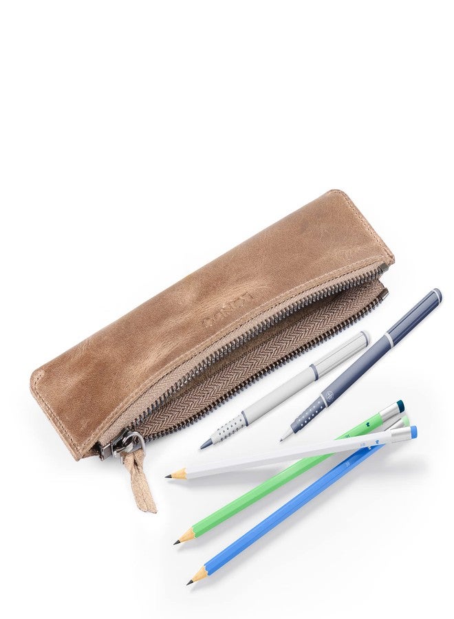 Londo Genuine Leather Pen Case with Zipper Closure, Pencil Pouch Stationery Bag - Image 3