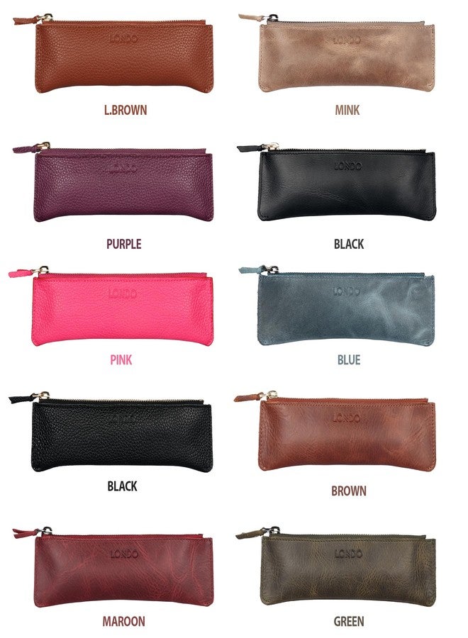 Londo Genuine Leather Pen Case with Zipper Closure, Pencil Pouch Stationery Bag - Image 5
