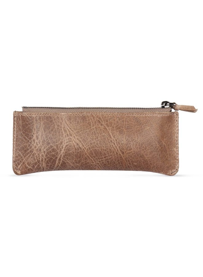 Londo Genuine Leather Pen Case with Zipper Closure, Pencil Pouch Stationery Bag - Image 2