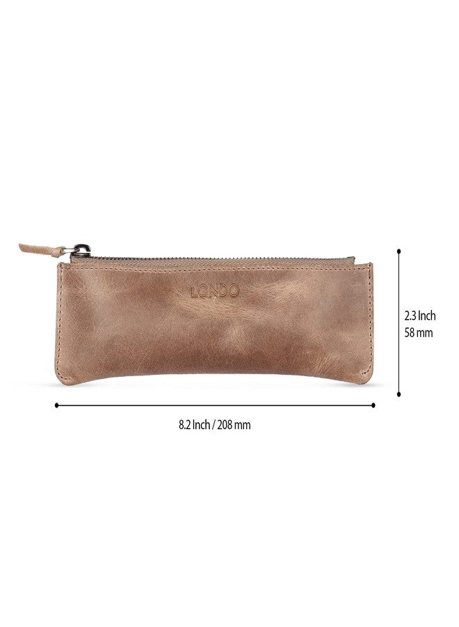 Londo Genuine Leather Pen Case with Zipper Closure, Pencil Pouch Stationery Bag - Image 4