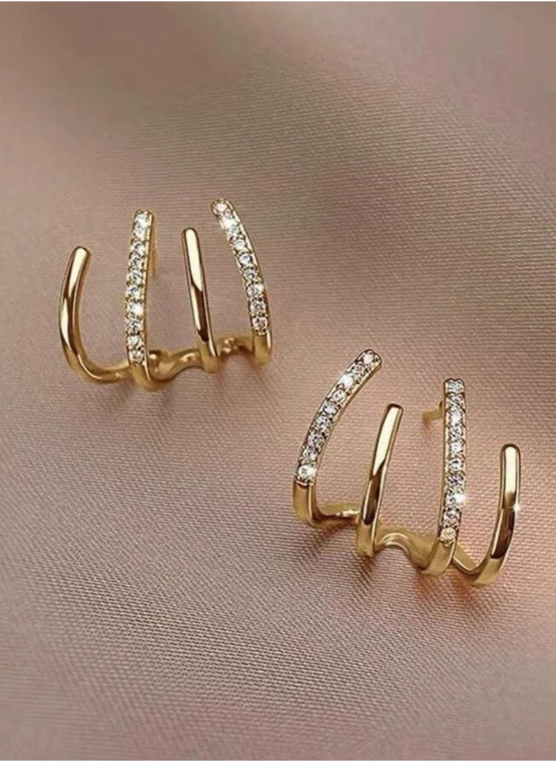 Blueline - Elegant Gold Plated Earrings Cubic Zirconia - Image 1