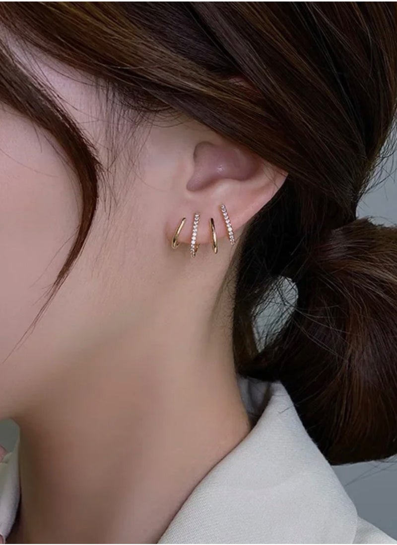 Blueline - Elegant Gold Plated Earrings Cubic Zirconia - Image 1