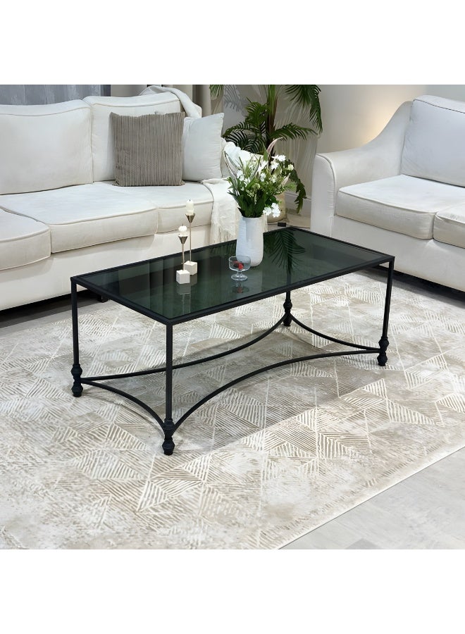 l'elefante 5-Piece Glass Coffee Table Set – Large Rectangular Table + 4 Nesting Side Tables – Clear Tempered Glass Top with Iron Frame – Modern Living Room Tables – Arabic Majlis Side Tables – Tea & Snack Serving Tables – Home, Office, Hotel, Reception  - Image 3