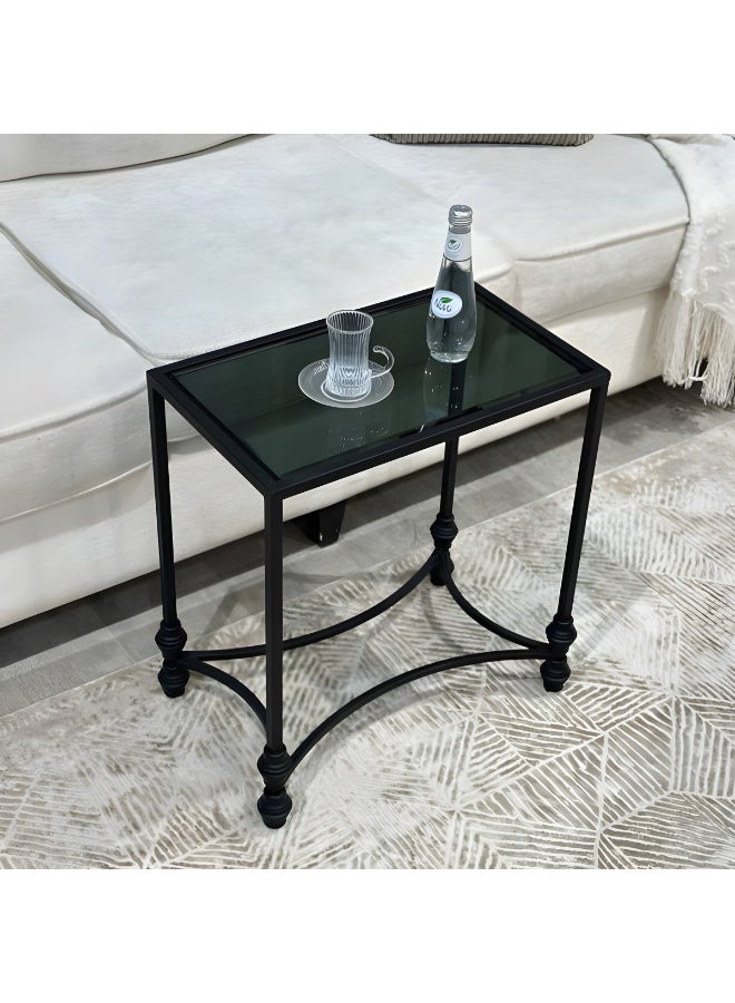 l'elefante 5-Piece Glass Coffee Table Set – Large Rectangular Table + 4 Nesting Side Tables – Clear Tempered Glass Top with Iron Frame – Modern Living Room Tables – Arabic Majlis Side Tables – Tea & Snack Serving Tables – Home, Office, Hotel, Reception  - Image 4