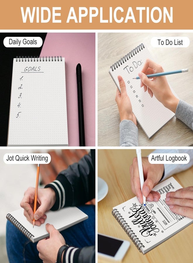 Engrowtic 2 Pcs Dot Grid Notebook Top Spiral Notebook A5 Size Bullet Dotted Paper Hardcover Dot Journal 8.3''x 5.8'' 140 Pages Spiral Notepads for Sketching Drawing Writing School Office (Black) - Image 5