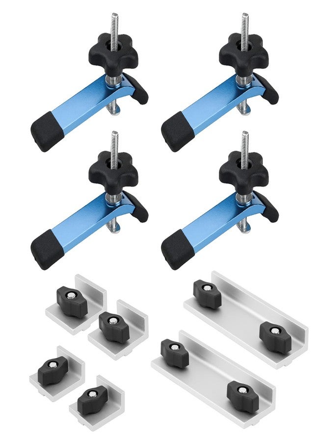POWERTEC 71910 T-Track Stops and Clamps Kit for Woodworking, Incl. 2 Long Stops, 2 Short Stops, 2 InLine Stops and 4 Hold Down Clamps 5-1/2" L x 1-1/8" W - Image 1