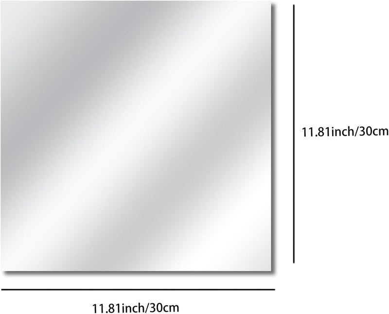 مرآة أكريليك ذاتية اللصق 11.81 × 11.81 بوصة لوح مرآة أكريليك مربع آمن غير قابل للكسر بلاط مرآة لغرفة النوم والمنزل (شفاف) - Image 2