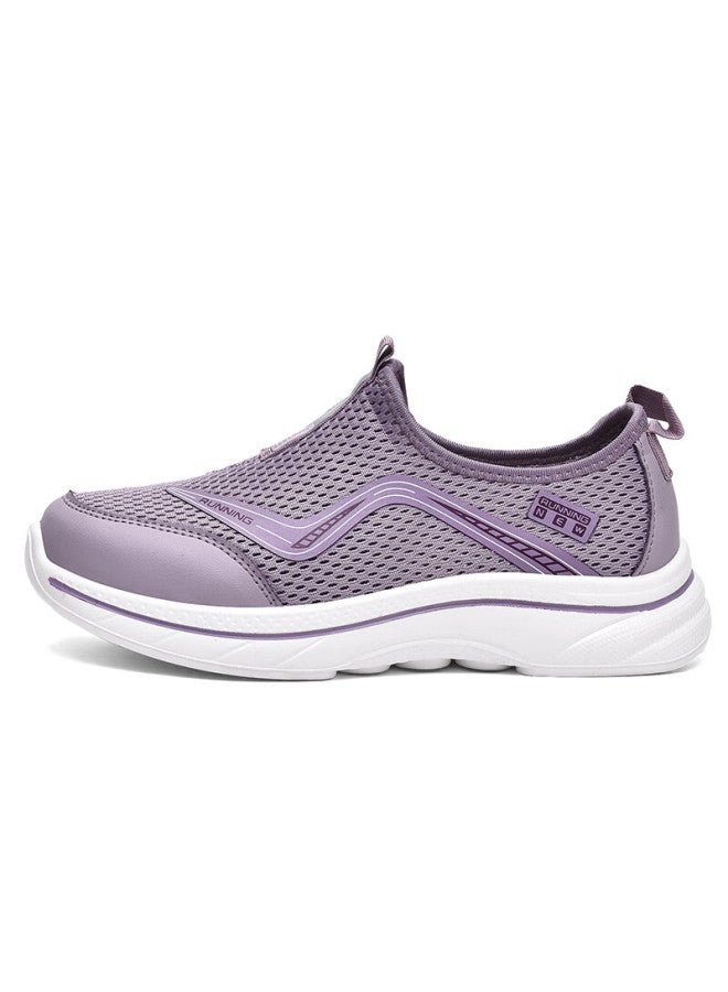 Double Star Eight Special Women's Breathable Summer Mesh Slip-on Casual Shoes Women's Lightweight Sports Shoes Soft Bottom Health Walking Shoes Purple Size 40 - Image 4