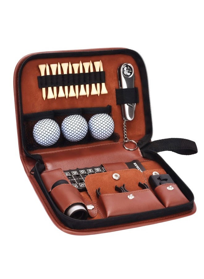 Jiskan Golf Gifts for Men and Women, Golf Accessories Set with Hi-End Case, Golf Balls, Rangefinder, Golf Tees, Brush, Multifunctional Divot Knife, Scorer, Golf Ball Clamp - Image 1