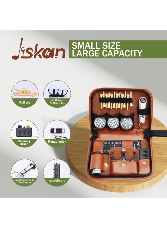 Jiskan Golf Gifts for Men and Women, Golf Accessories Set with Hi-End Case, Golf Balls, Rangefinder, Golf Tees, Brush, Multifunctional Divot Knife, Scorer, Golf Ball Clamp - Image 2
