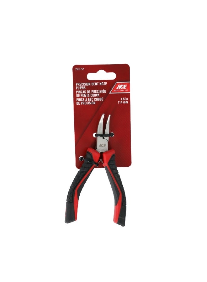 ACE Precision Bent Nose Plier Black and Red 4.5 Inch XM18010351 - Image 1