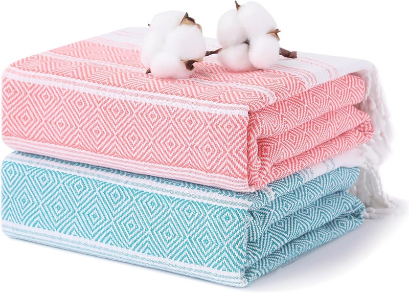 Antfuny 2 Packs Cotton Turkish Beach Towels Quick Dry Sand Free Oversized Bath Pool Swim Towel Large Extra Xl Big Blanket Adult Travel Essentials Cruise Accessories Must Haves Clearance Vacation Stuff - Image 1