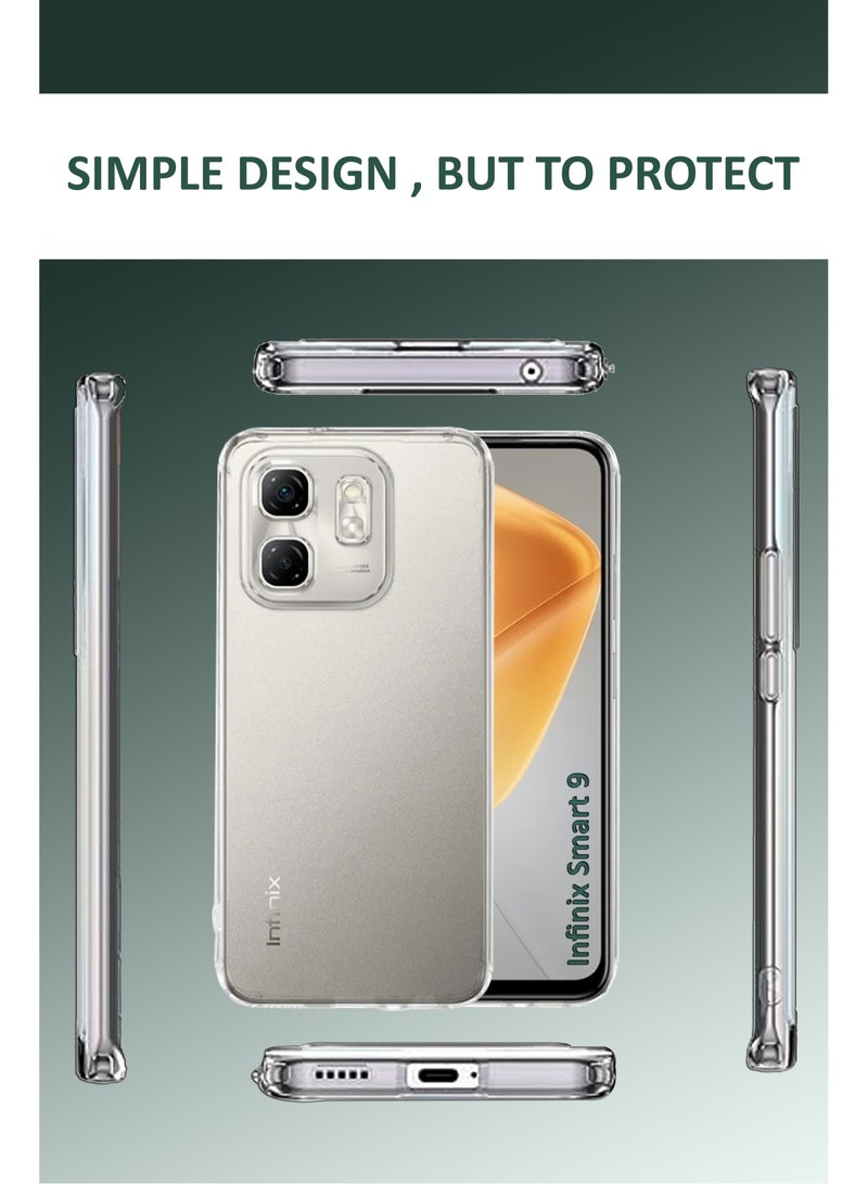 Infinix Smart 9 - Soft Flexible Transparent Silicone Protective Back Case Cover-Transparent - Image 2