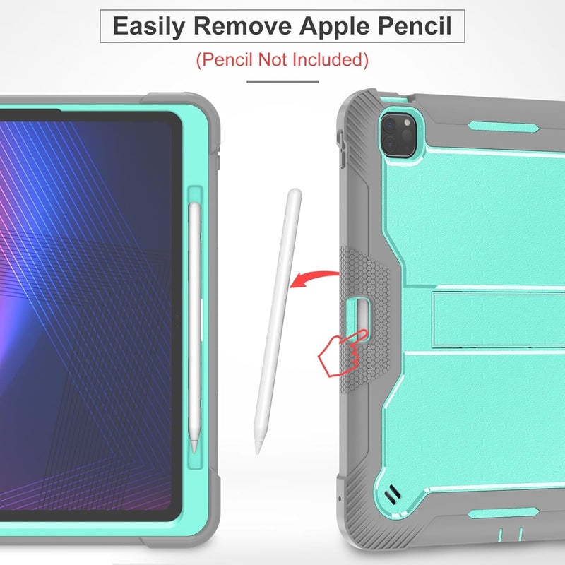 for iPad Pro 13 2024 Protective Cover Rugged Stand Shockproof Protective Cover Suitable for iPad Pro 13 2024(Gray+Green) - Image 2