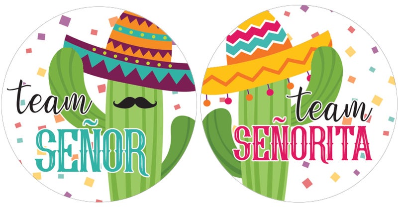 Taco Bout a Baby Fiesta Gender Reveal Party Team Senor or Senorita Stickers  40 Count