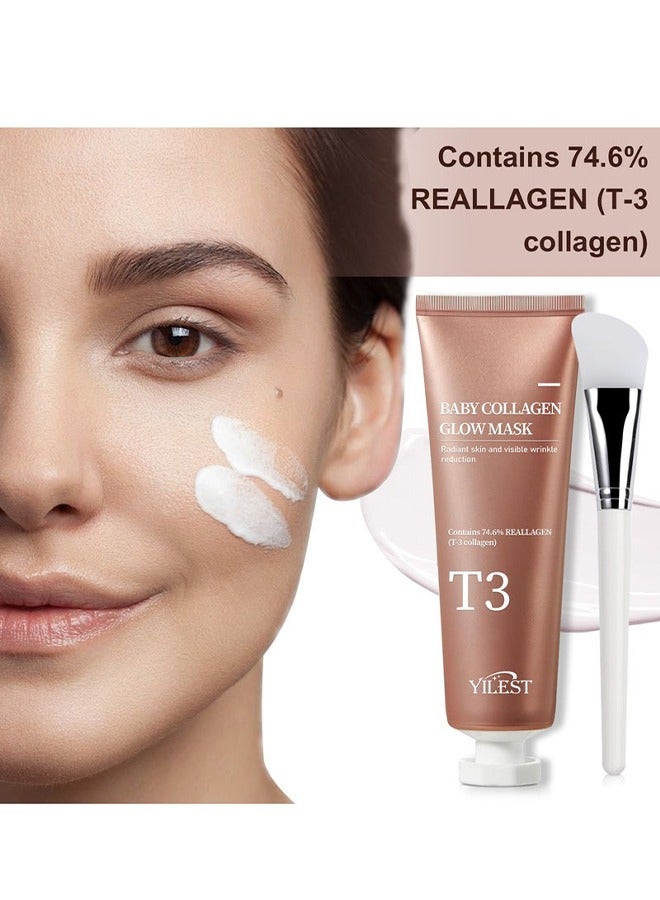 YILEST Baby Collagen Glowmask - T3 Collagen Pestlo Mask, Baby Collagen Glow Mask, T3 Collagen Peel off Mask, Pore Tightening Mask Anti-Wrinkle Skin Care, Collagen Wrapping Mask, Firming Skin Elasticity  - Image 3