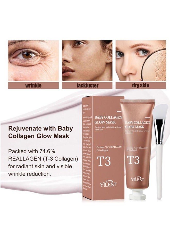YILEST Baby Collagen Glowmask - T3 Collagen Pestlo Mask, Baby Collagen Glow Mask, T3 Collagen Peel off Mask, Pore Tightening Mask Anti-Wrinkle Skin Care, Collagen Wrapping Mask, Firming Skin Elasticity  - Image 5