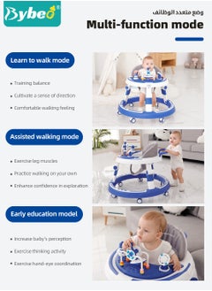 Bybeo 3 in 1 Baby Walker, Foldable Infant Walkers for Boys Girls Children with Big Comfortable Seat Cushion, Detachable Trampoline Mat, Removable Music Tray  - Image 3