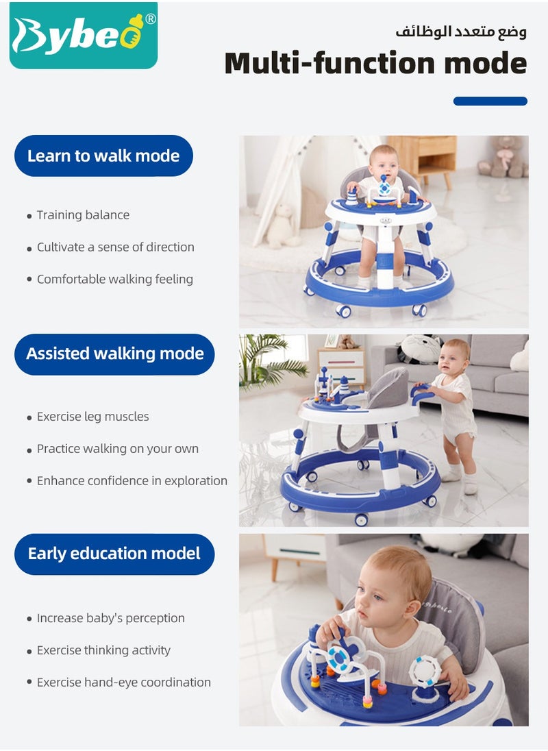 Bybeo 3 in 1 Baby Walker, Foldable Infant Walkers for Boys Girls Children with Big Comfortable Seat Cushion, Detachable Trampoline Mat, Removable Music Tray  - Image 3