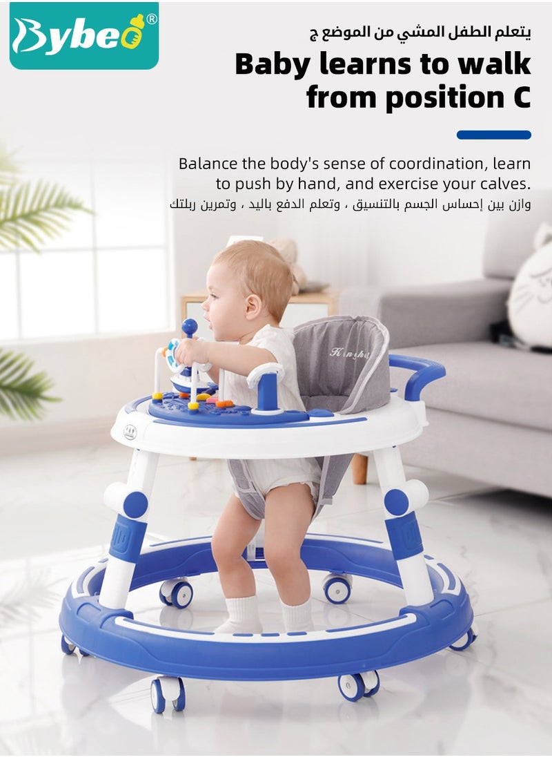 Bybeo 3 in 1 Baby Walker, Foldable Infant Walkers for Boys Girls Children with Big Comfortable Seat Cushion, Detachable Trampoline Mat, Removable Music Tray  - Image 4