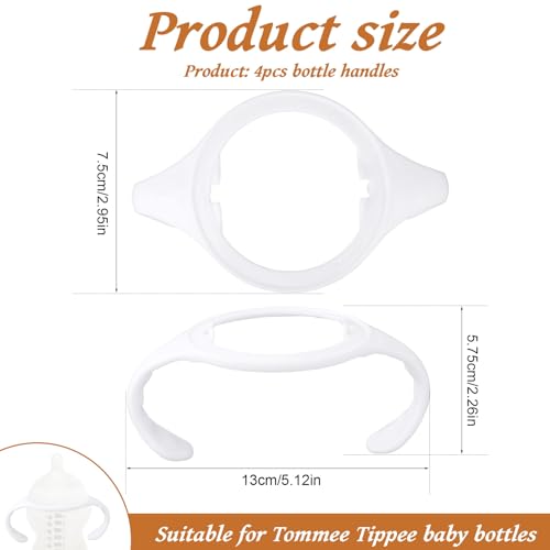 lasuroa 4pcs Baby Bottle Handles for Tommee Tippee, Ergonomic Non Slip Grip Easy Self-Feeding BPA Free Replacement Tomee Holder for Newborn Bottles - Image 2