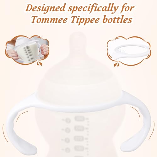 lasuroa 4pcs Baby Bottle Handles for Tommee Tippee, Ergonomic Non Slip Grip Easy Self-Feeding BPA Free Replacement Tomee Holder for Newborn Bottles - Image 3