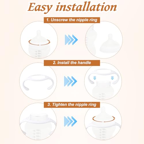 lasuroa 4pcs Baby Bottle Handles for Tommee Tippee, Ergonomic Non Slip Grip Easy Self-Feeding BPA Free Replacement Tomee Holder for Newborn Bottles - Image 5