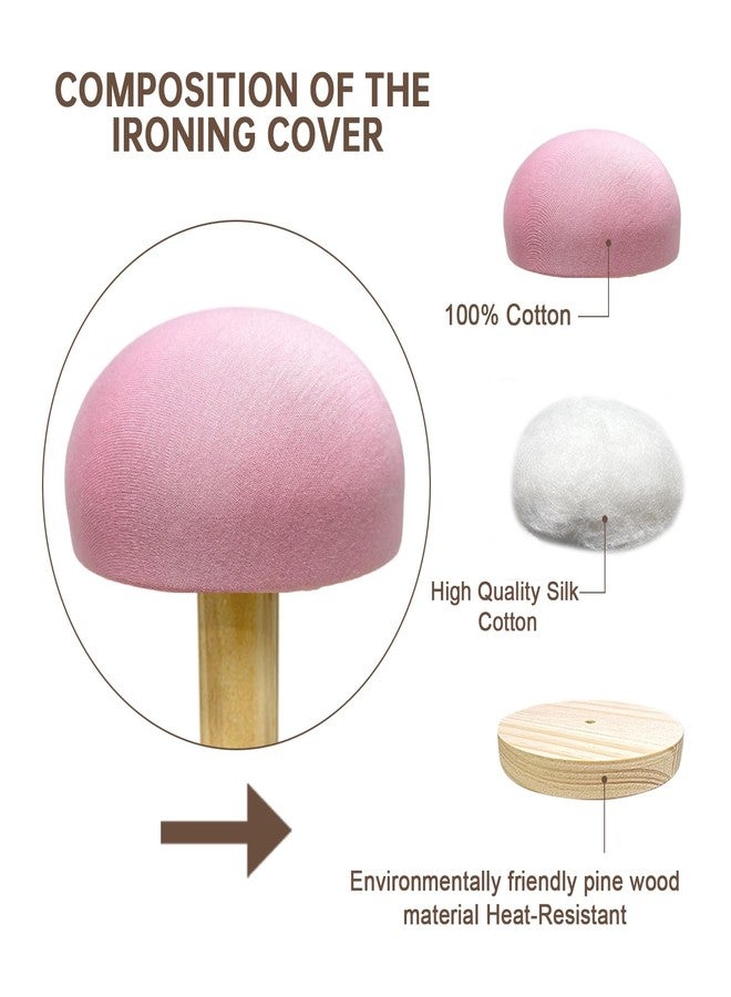 DE-LIANG Bra Wooden Ironing Board, Mini Soft Padded Sleeve Pressing Board with Round Base, Tailor’s Hams with Removable Cotton Cover for Small Table Top Pressing Pad, Long-7.1 Inch, Pink - Image 4