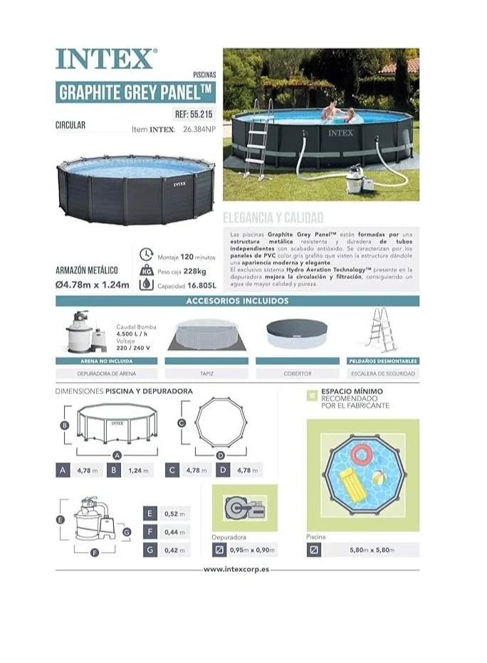 INTEX Graphite Gray Panel Pool Set
